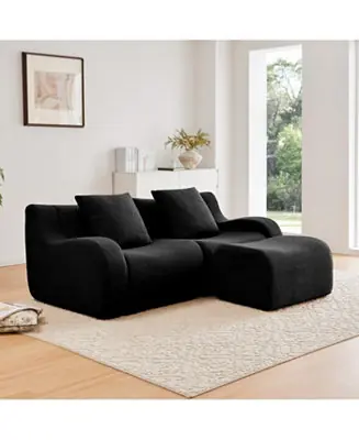 L-Shaped Teddy Fabric 2-Seat Boneless Sofa, Must Have