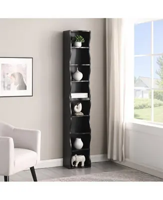 Wavy 8-Layer Adjustable Bookshelf - Narrow & Multifunctional Instant Buy