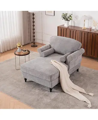 Hot Picks Oversized Chenille Chaise Lounge Sofa Bed