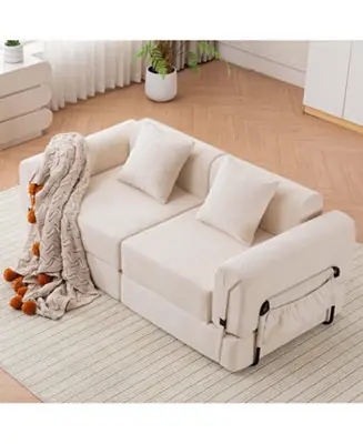Free combination sofa, reclining, ultra-comfortable double modular sofa, beige Shop Now