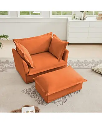 Upholstered Armchair & Ottoman Set (Orange) Original