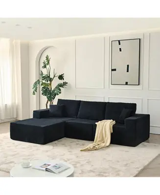 Luxury 110" Cloud Modular Sectional Sofa w/ Ottoman & Pillows