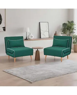 Buy Today Velvet Foldable Sofa Bed Set - Adjustable Backrest, Green