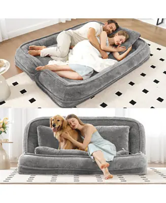 Double Chenille Dog Bed Sofa Couch - Extra Large, Adjustable Top Rated