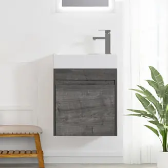 Affordable 18" Floating Wall-Mounted Bathroom Vanity With Resin Sink & Soft-Close Cabinet Door