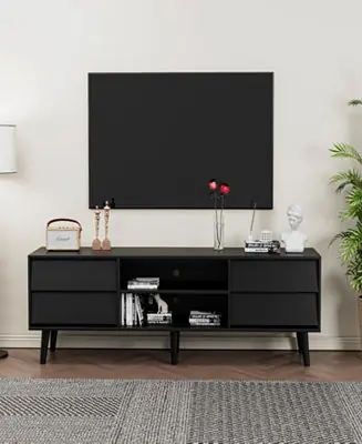 63 Inch TV Stand Features Vintage-style and Bevel Design, TV Stand with Drawers, Entertainment Center for Living Room Bedroom, TV Media Console Don’t Miss Out