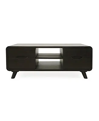 Marlowe Mid-Century Modern 48" Curved Coffee Table with Storage Drawers Exclusive Offer