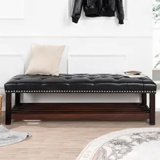 Wooden Base Upholstered Bench for Bedroom for Entryway Authentic