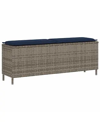 Patio Bench with Cushion Gray 43.3"x11.8"x15.9" Poly Rattan Bargain