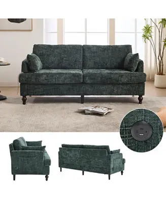 Modern Chenille 2-Seater Sofa w/ LED, USB & Storage Wholesale