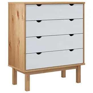 Drawer Cabinet Brown and White Solid Pine Wood Medium Cabinet Clearance