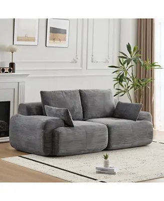 Modern Memory Foam 2-Seater Corduroy Sectional Sofa - Grey Order Now