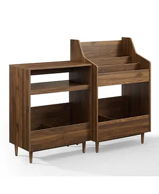 Super Sale Furniture Liam 2Pc Medium-Density Fiberboard (MDF) Record Player Stand And Vinyl Storage Set