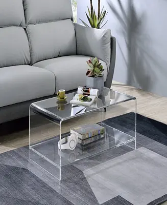 Fox Hill Trading Marcus 38" Acrylic Two-Tier Coffee Table Modern