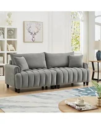 Genuine 83" Futon Sofa Bed with Pillows, Convertible Sleeper
