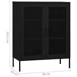 Storage Cabinet Black Steel Large Height-Adjustable Shelves Order Now