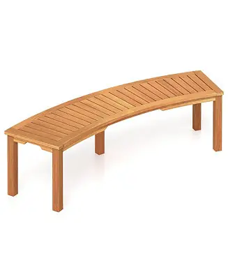 Special Discount 1 PCS Outdoor Curved Bench with Slatted Seat Solid Acacia Wood for Yard