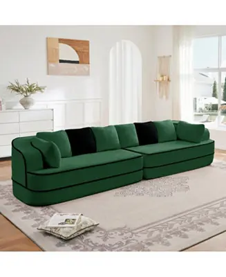 Streamdale Green 4-Seat Teddy Fabric Sofa with High Density Sponge - No Assembly Required Order Now
