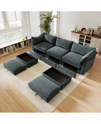 U Shape 3 Seater Sofa with Ottomans & Storage Free Delivery