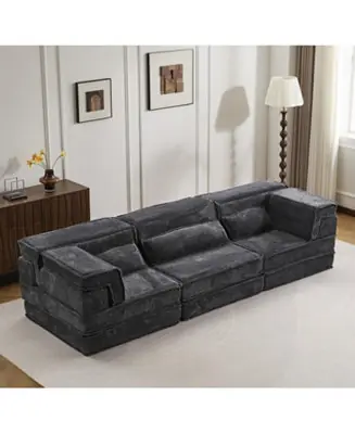 Trusted Brand Streamdale Compression Sofa, Convertible Floor Sofa Bed, Modular Sectional, 3 Seater, Dark-Grey