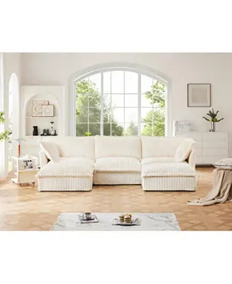Slipcovered Sectional Sofa with French Edges and Cloud-Like Comfort Seasonal Sale
