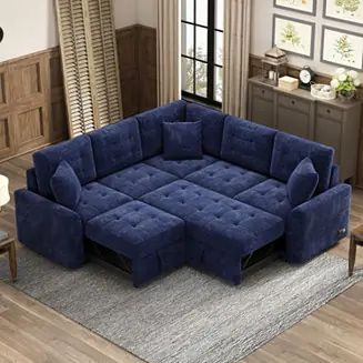 Special Discount L-Shape Sleeper Sofa with Wheels and USB