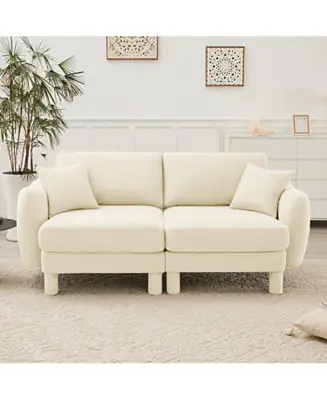 2-Seater Beige BoucleShell Armrests Loveseat Get Yours
