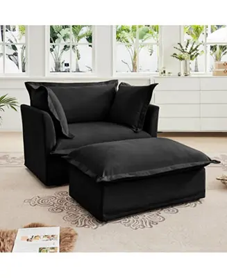 Same Day Shipping Upholstered Armchair & Ottoman Set