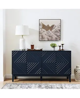 Blue Farmhouse Buffet Cabinet - 60.5" Sideboard Free Returns