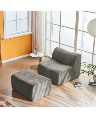 Single Foam Sofa Chair with Footrest & Pillow Brand New