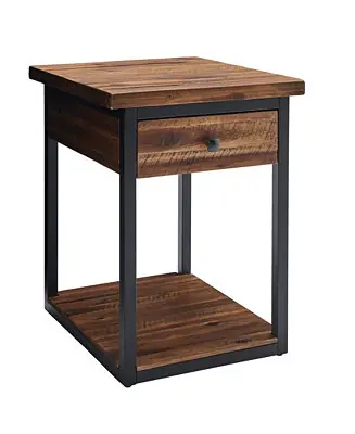 Claremont Rustic Wood End Table with Drawer and Low Shelf Time-Limited