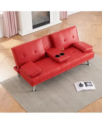 Factory Price Red Multifunctional Double Folding Sofa Bed with Coffee Table