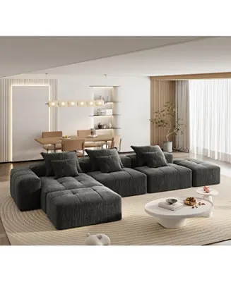 New Arrival Streamdale Modern Oversized Chenille Sectional Sofa with 6 Pillows