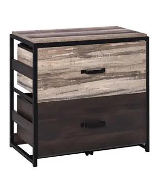 Price Drop Vinsetto Office File Cabinet with 2 Large Drawers and Adjustable Metal Hanging Bars for A4, Letter and Legal Sized Files, Storage Organizer, Brown/Black
