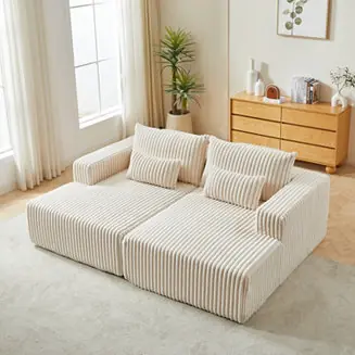 Fast Shipping Cloud Plush Sectional Lounger with Reclining Sleeper