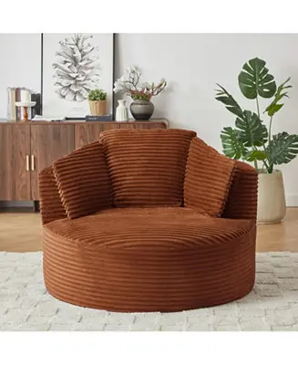 New Release Streamdale Corduroy Round Chair - Cushioned Backrest - Modern Comfort