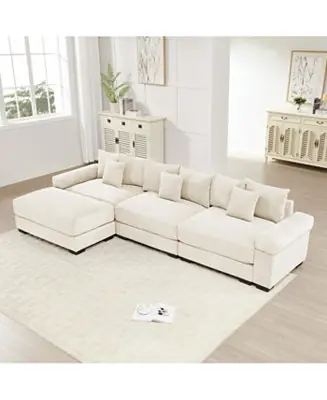 Streamdale Oversized Cloud Modular L-Shape Sectional Couch, Cream New Arrival