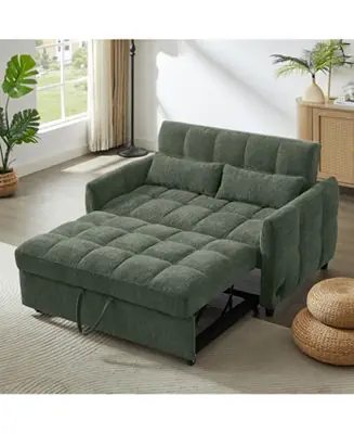 Tufted Loveseat Sofa Bed with Adjustable Backrest, USB Ports, and Cushions Fast Shipping