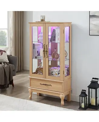 Latest Lighted Glass Curio Cabinet - Light Oak