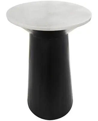 Viral 26" x 26" x 29" Marble Geometric Black Wooden Base Accent Table