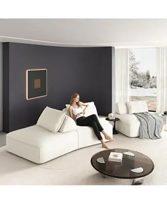 139" Modern Chenille Sectional Sofa with Pillows & Removable Backrests. In Demand