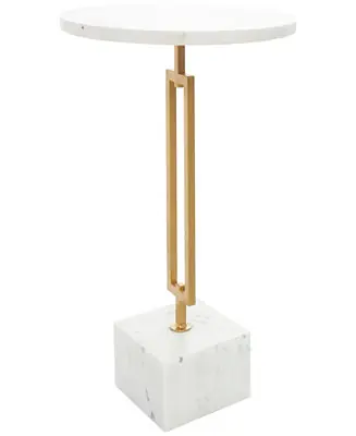 16" x 16" x 23" Marble Geometric Gold-Tone Metal Rectangular Stand Accent Table Same Day Shipping