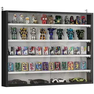 Get Yours 5-Tier Display Cabinet Glass Cabinet with 4 Adjustable Shelves,