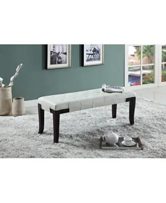 Order Now Streamdale Linon Tufted Bench, Faux Leather, White