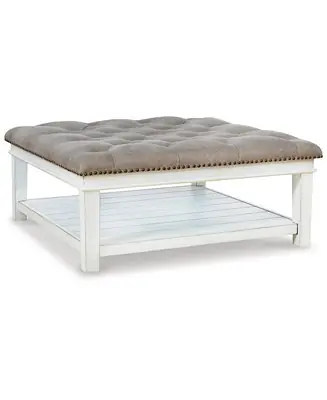 18.5" Wood Upholstered Ottoman Coffee Table Free Returns