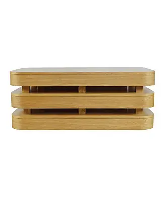 Mid-Century Modern Floating Sculpture Layered Coffee Table with Caster Wheels Same Day Shipping