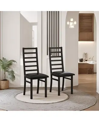 Warranty Included Modern Metal Dining Chairs, Set of 2 (Black)