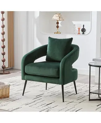 Velvet Open Back Accent Chair with Metal Legs, Green Must Have