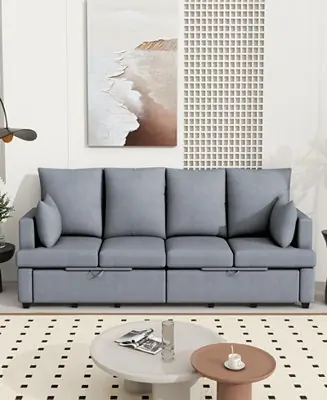 Secure Checkout Modern Modular Sofa, 4 Seat Chenile sectional Couch Set with 2 pilows lncluded, freely CombinableIndoor Funiture for Living Room, Apartment, Office, 3 Colors