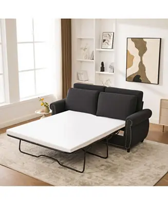 Sleeper Sofa Bed, Pull Out Couch, 2-Seater Linen Convertible Sofa, Dark Gray Price Drop